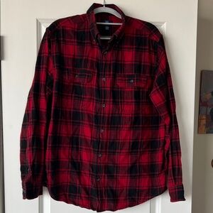Red and Black Plaid Button-Up Flannel shirt